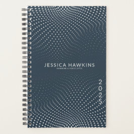 ネイビーブルーポップ・アートのドット年(週) プランナー手帳