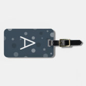 ネイビーブルーポップ・アートのドット ラゲッジタグ (正面横)