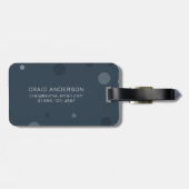 ネイビーブルーポップ・アートのドット ラゲッジタグ (裏面横)