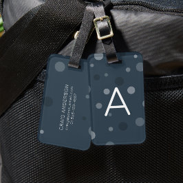 ネイビーブルーポップ・アートのドット ラゲッジタグ