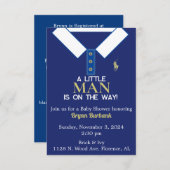 ネイビーブルーポロシャツロゴベビーシャワー招待状 招待状 (正面/裏面)