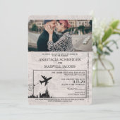 ネイビーブルーポーランドパスポート結婚式招待状 招待状 (スタンド正面)