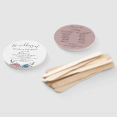 ネイビーブルーマウーブボタニカル結婚式 プログラム ハンドファン (組立なし)