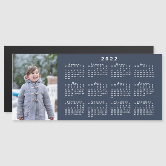 ネイビーブルーマグネットに写真2022カレンダーを追加 (正面/裏面)