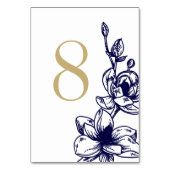 ネイビーブルーマグノリア結婚フラワーズテーブル番号 テーブルナンバー (裏面)