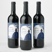 ネイビーブルーマジカルウィンタースノーフレークキンセアニェラ ワインラベル (ボトル)