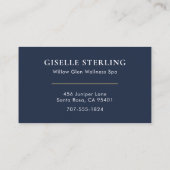 ネイビーブルーマッサージセラピストミニマリストロータス 名刺 (裏面)