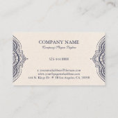 ネイビーブルーマナダのライトクリームリネンのテクスチャ 名刺 (裏面)