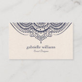 ネイビーブルーマナダのライトクリームリネンのテクスチャ 名刺 (正面)