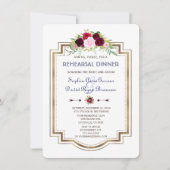 ネイビーブルーマルサラフローラ秋リハーサルディナー 招待状 (正面)