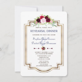 ネイビーブルーマルサラフローラ秋リハーサルディナー 招待状