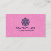 ネイビーブルーマンダラ付きピンクバーラップリネン 名刺 (正面)