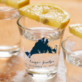 ネイビーブルーマーサのブドウ畑の地図金ゴールド結婚ハート ショットグラス