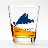 ネイビーブルーマーサのブドウ畑の地図金ゴールド結婚ハート ショットグラス