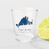 ネイビーブルーマーサのブドウ畑の地図金ゴールド結婚ハート ショットグラス (正面)