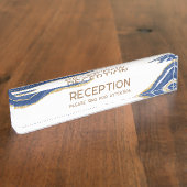 ネイビーブルーマーブルアゲート金ゴールドグリッター披露宴 デスクネームプレート (側面)