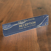 ネイビーブルーマーブルアゲート金ゴールドグリッター披露宴 デスクネームプレート (側面)