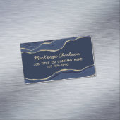 ネイビーブルーマーブルアゲート金ゴールドグリッター マグネット名刺 (インサイチュ)