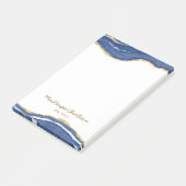 ネイビーブルーマーブルアゲート金ゴールドパーソナライズされたグリッター ポストイット (アングル)