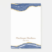 ネイビーブルーマーブルアゲート金ゴールドパーソナライズされたグリッター ポストイット (正面)