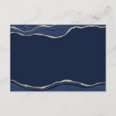 ネイビーブルーマーブルアゲート金ゴールド結婚グリッター詳細 エンクロージャーカード (裏面)