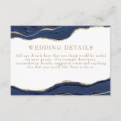 ネイビーブルーマーブルアゲート金ゴールド結婚グリッター詳細 エンクロージャーカード (正面)