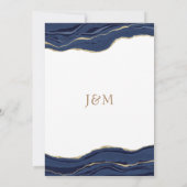 ネイビーブルーマーブルアゲート金ゴールド結婚グリッター 招待状 (裏面)