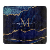 ネイビーブルーマーブルカッティングボード名前をカスタムするレター カッティングボード (正面)