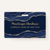 ネイビーブルーマーブルゲートGeodeビジネスQRコード名 バッジ (正面)