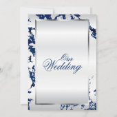 ネイビーブルーマーブルシルバー&ホワイトサテン招待状 招待状 (裏面)