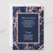 ネイビーブルーマーブルバラ金ゴールドオールインワン結婚ズ 招待状 (裏面)