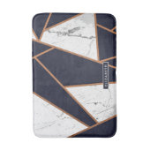 ネイビーブルーマーブルモザイク バスマット (正面縦)