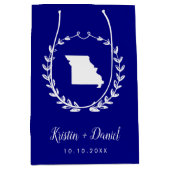 ネイビーブルーミズーリ結婚マップの歓迎スワッグ ミディアムペーパーバッグ (正面)