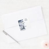 ネイビーブルーミッドナイトスノーフォールドクリスマスギフトラベル スクエアシール (封筒)