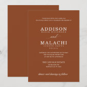 ネイビーブルーミニマエレガントリスト結婚式招待状 招待状 (正面/裏面)