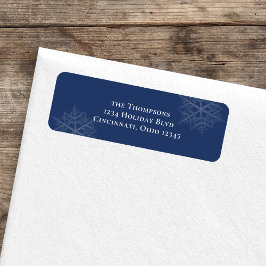 ネイビーブルーミニマリストスノーフレーク差出人住所 ラベル