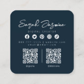 ネイビーブルーミニマリストモダンインフルエンサーScannable スクエア名刺 (裏面)