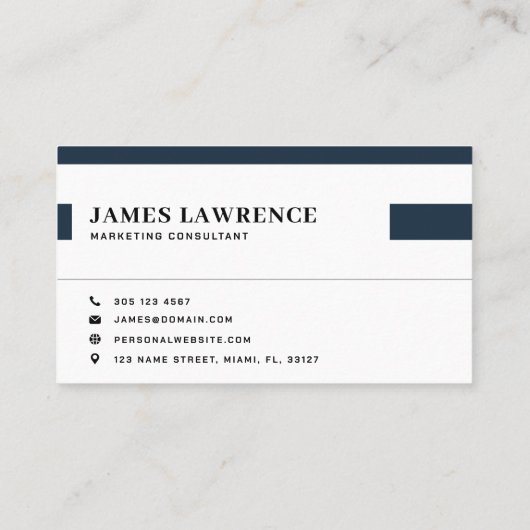 ネイビーブルーミニマリストモダンプロフェッショナル 名刺 (裏面)