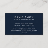 ネイビーブルーミニマリストモダンプロフェッショナル 名刺 (裏面)