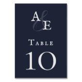 ネイビーブルーミニマリストモノグラム結婚ズ テーブルナンバー (裏面)