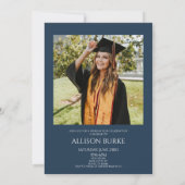 ネイビーブルーミニマリスト写真アーチ卒業パーティー 招待状 (裏面)