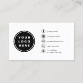 ネイビーブルーミニマリスト写真QRコードソーシャルメディア 名刺 (裏面)