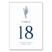ネイビーブルーミニマリスト植物学結婚の テーブルナンバー (裏面)