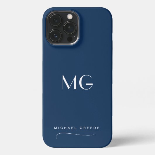 ネイビーブルーミニマルパーソナライズされたリスト iPhoneケース (裏面)