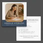 ネイビーブルーミニマルプロフェッショナル会社名 スクエア名刺