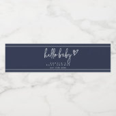 ネイビーブルーミニマルモダンリストボホベイビーシャワー ペットボトルラベル (シングルラベル)