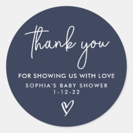 ネイビーブルーミニマルモダンリストボホベイビーシャワー ラウンドシール