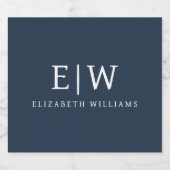 ネイビーブルーミニマルモダンリストモノグラエレガントム ビールラベル (シングルラベル)