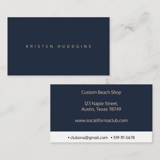 ネイビーブルーミニマル名刺 名刺 (正面/裏面)