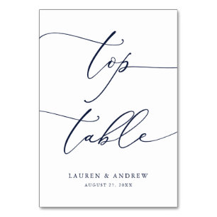 ネイビーブルーミニマル結婚リストのトップテーブカスタムル テーブルナンバー